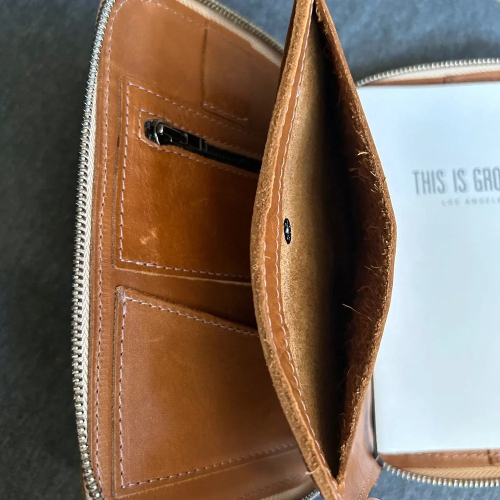 This Is Ground Mod Leather Organizer Toffee Brown Zip Case Insert Notebook